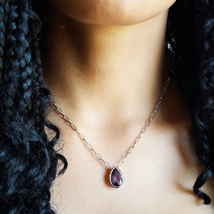 Bold Modern Bezel Amethyst Pendant