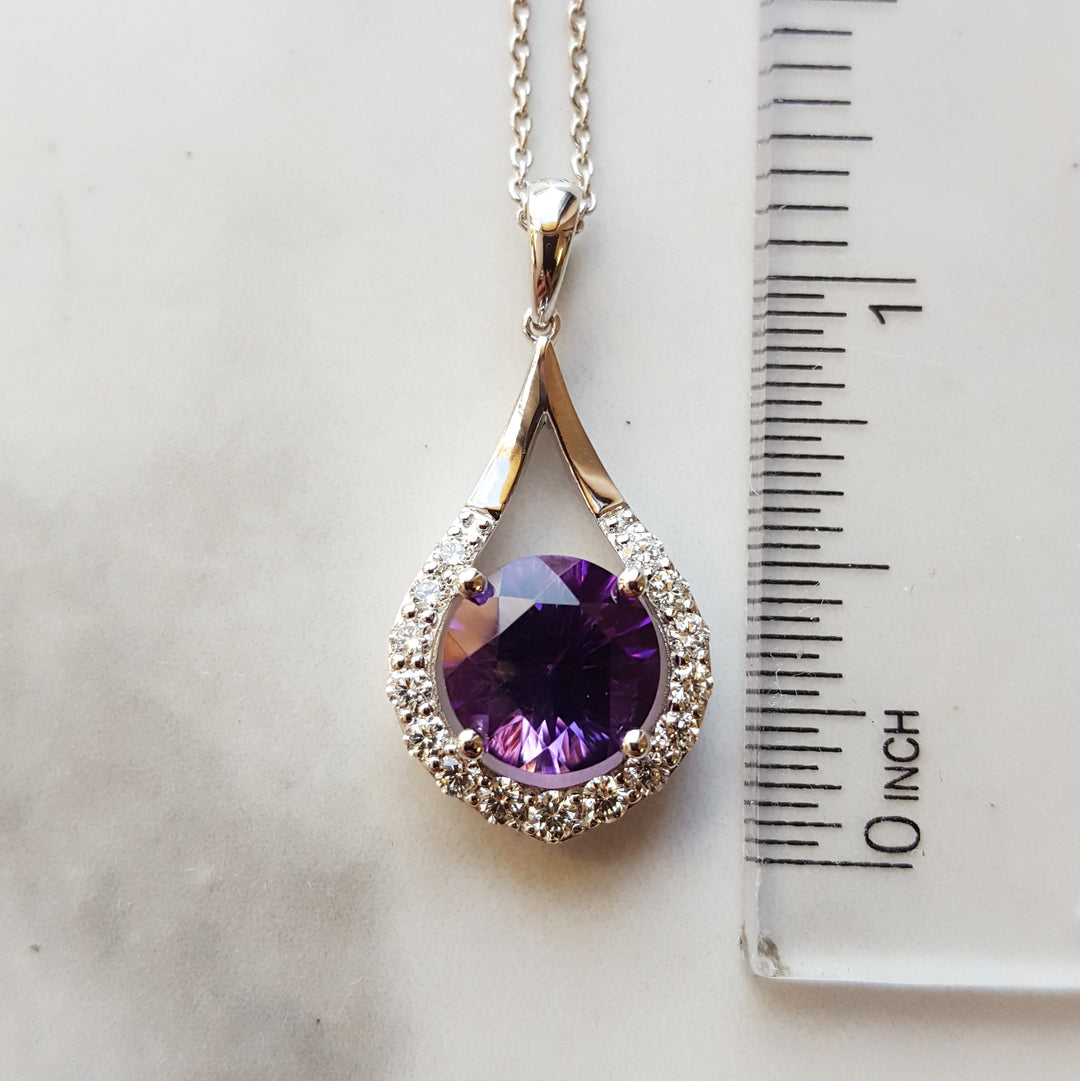 Halo Amethyst Dropping Pendant