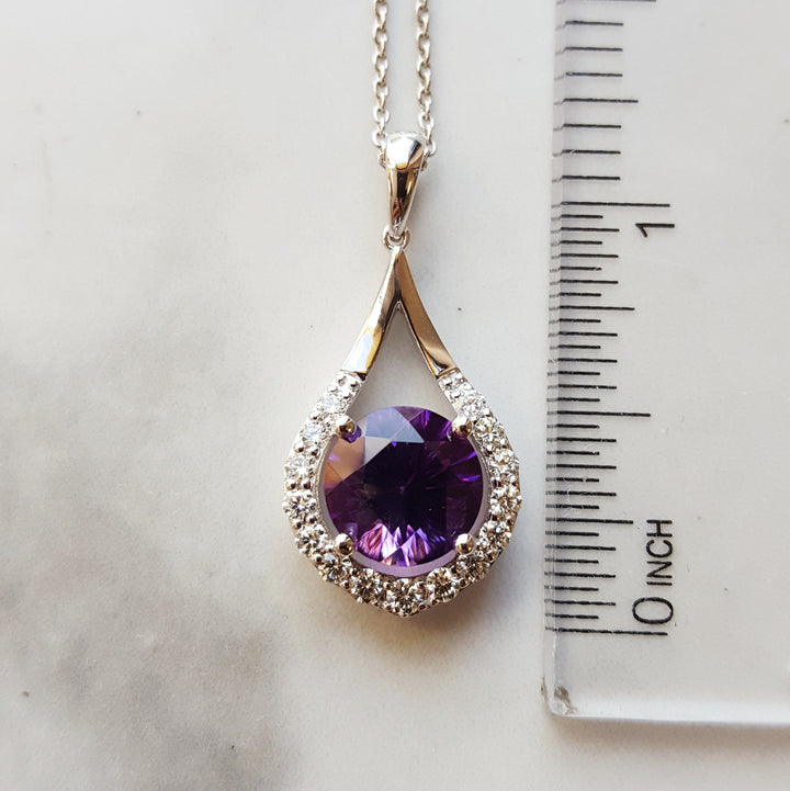 Halo Amethyst Dropping Pendant