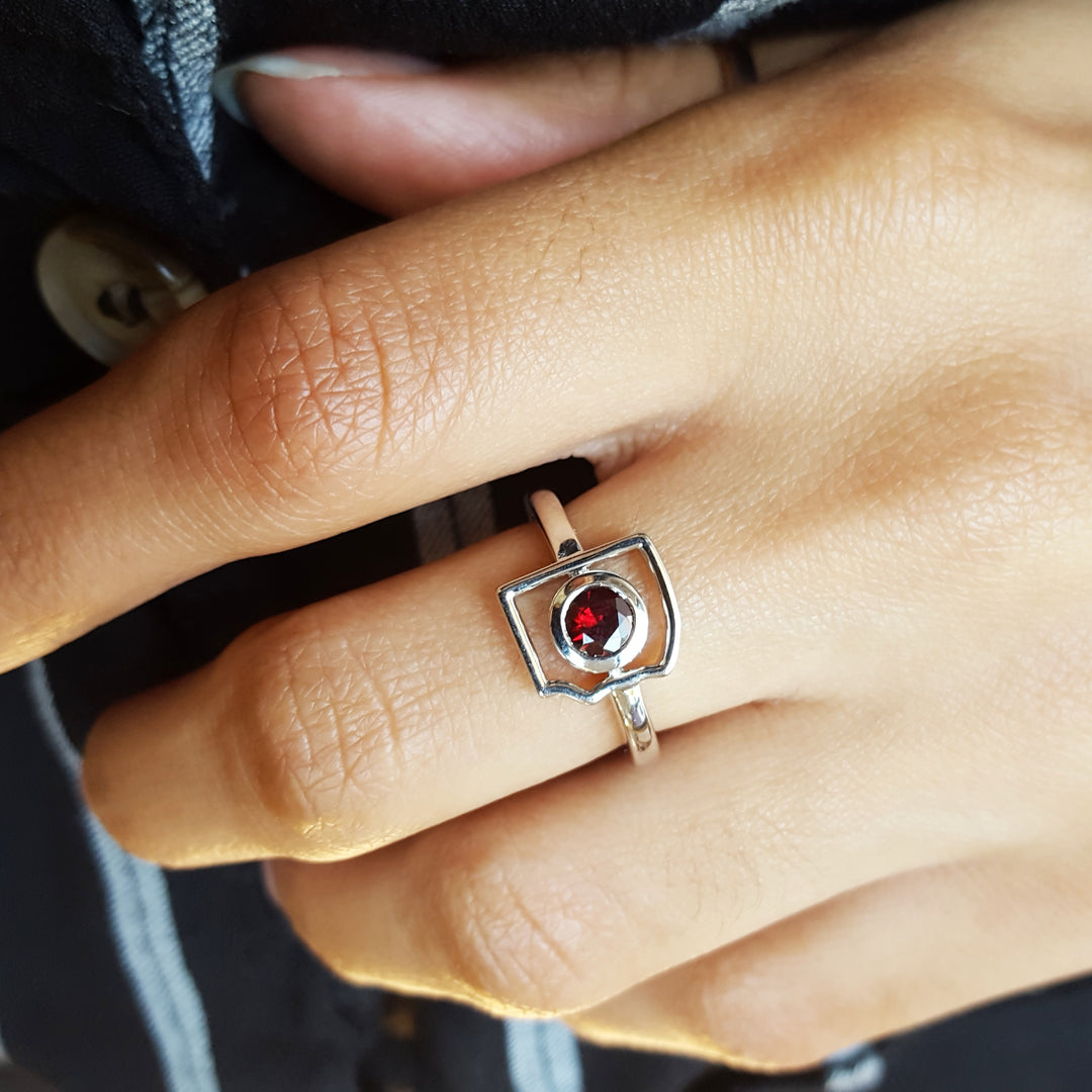 Garnet State Silhouette Ring