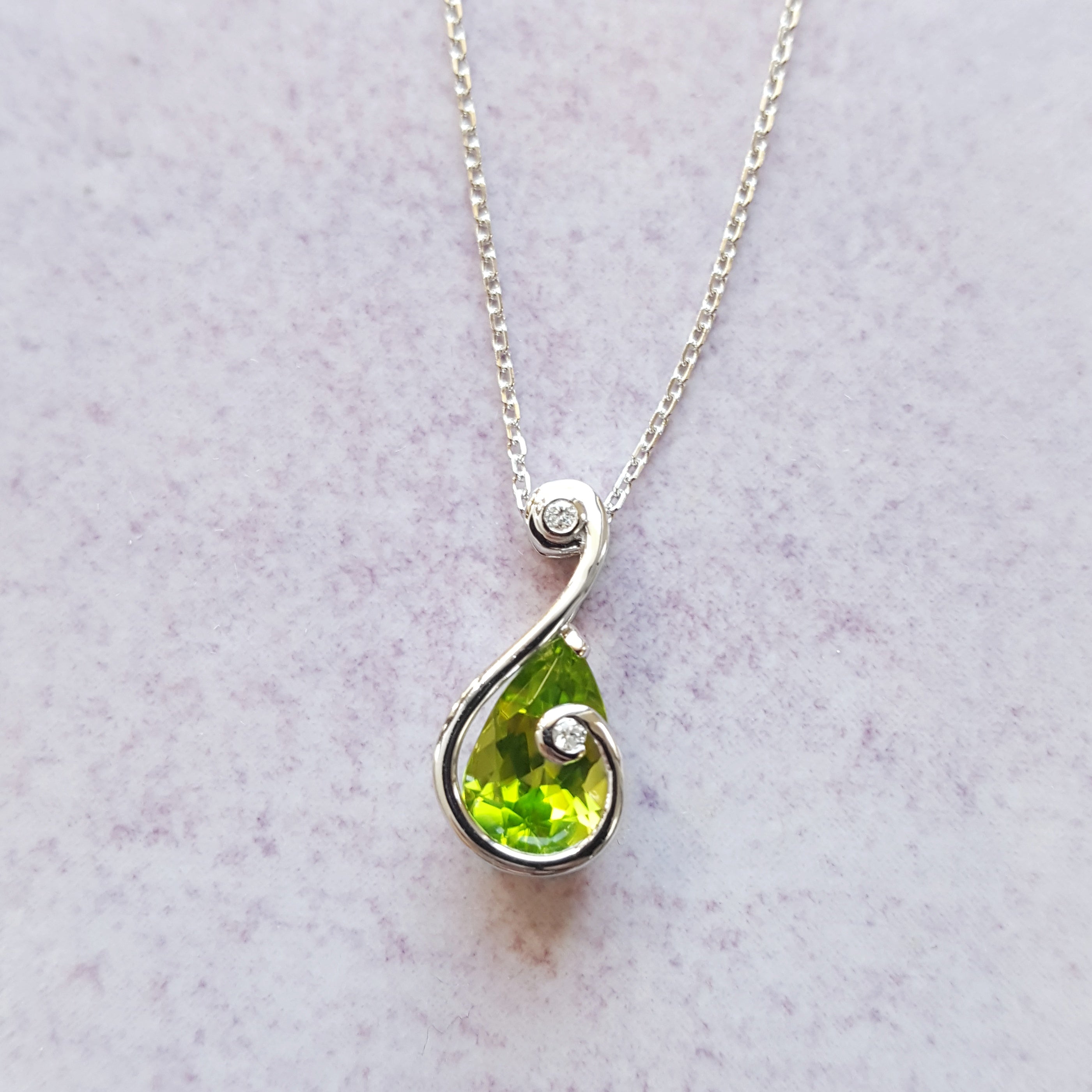Sterling Mystic Swirl Arizona Peridot & Diamond Pendant – Sami