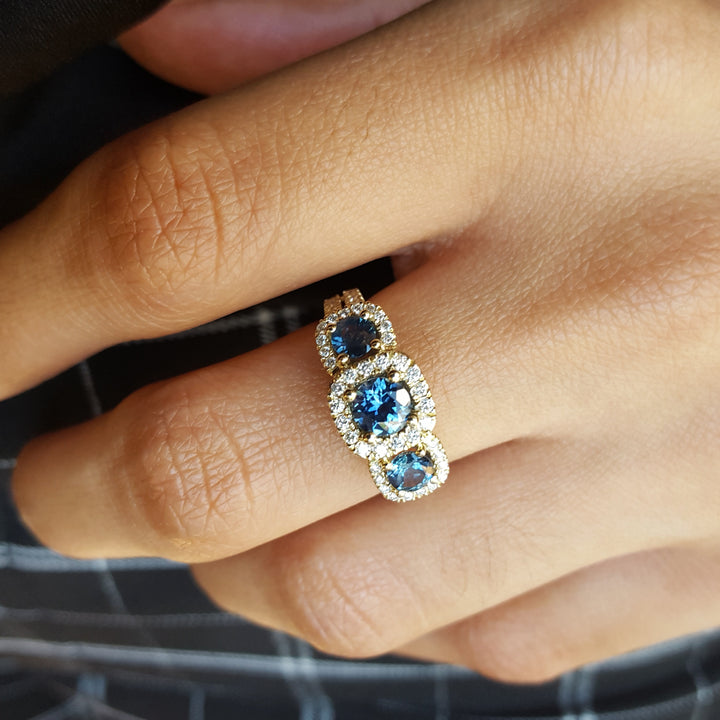 3-Stone Elegant Montana Sapphire Ring