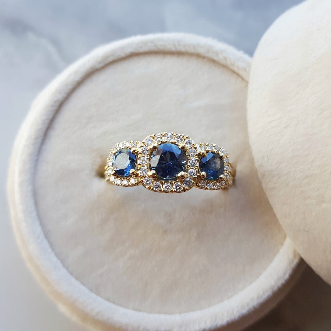 3-Stone Elegant Montana Sapphire Ring