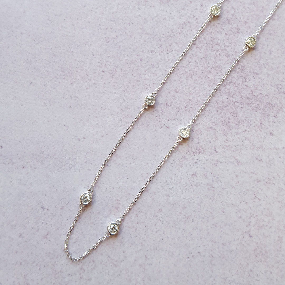 Classy Diamond-by-the-Yard White Gold Necklace