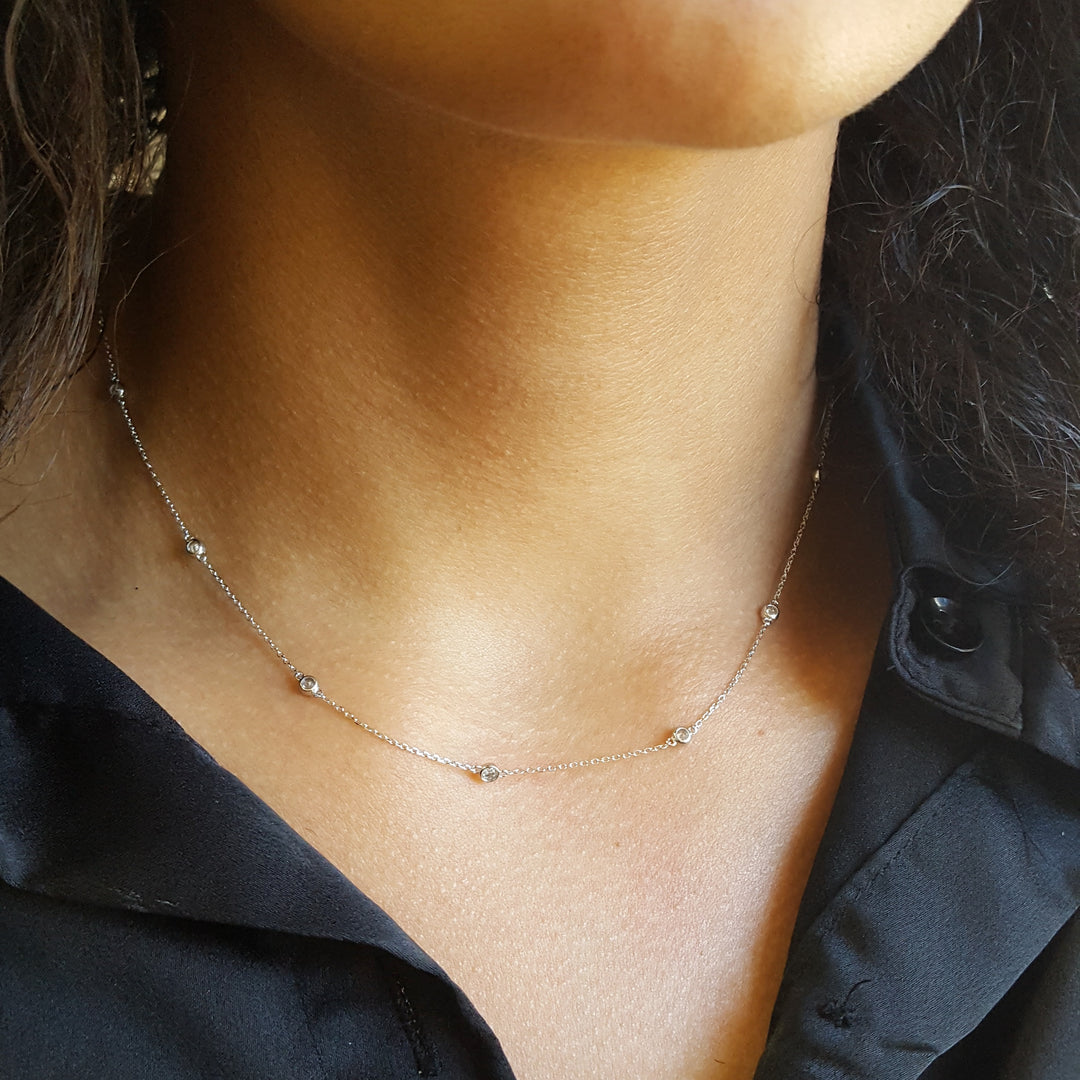 Classy Diamond-by-the-Yard White Gold Necklace