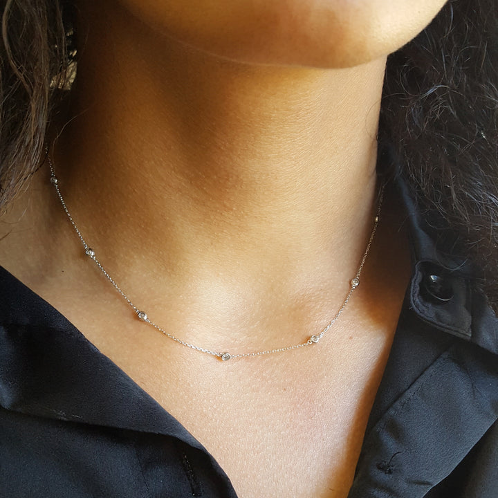 Classy Diamond-by-the-Yard White Gold Necklace