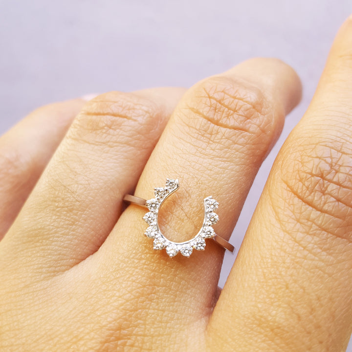 Pronged Diamond Horseshoe Ring