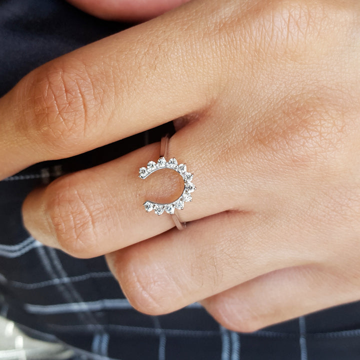 Pronged Diamond Horseshoe Ring