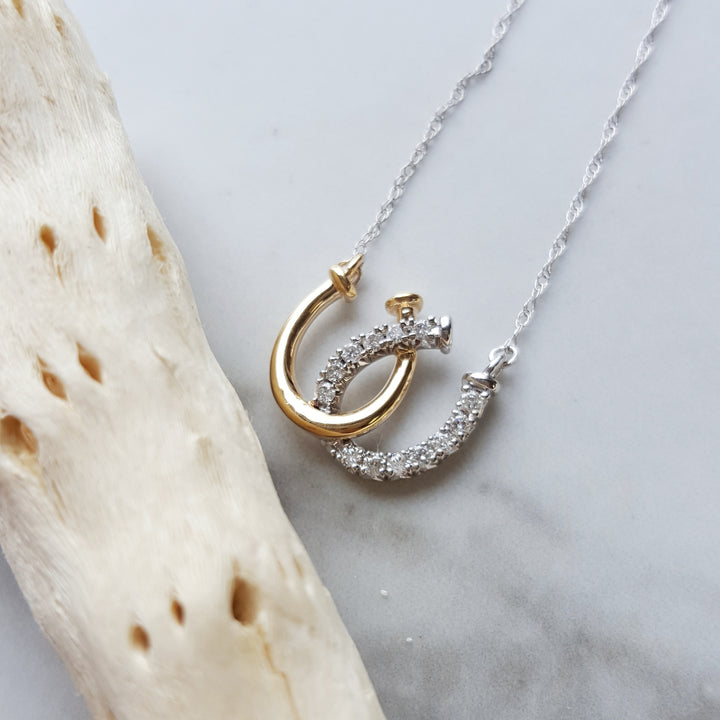 Double Diamond Horseshoe Pendant