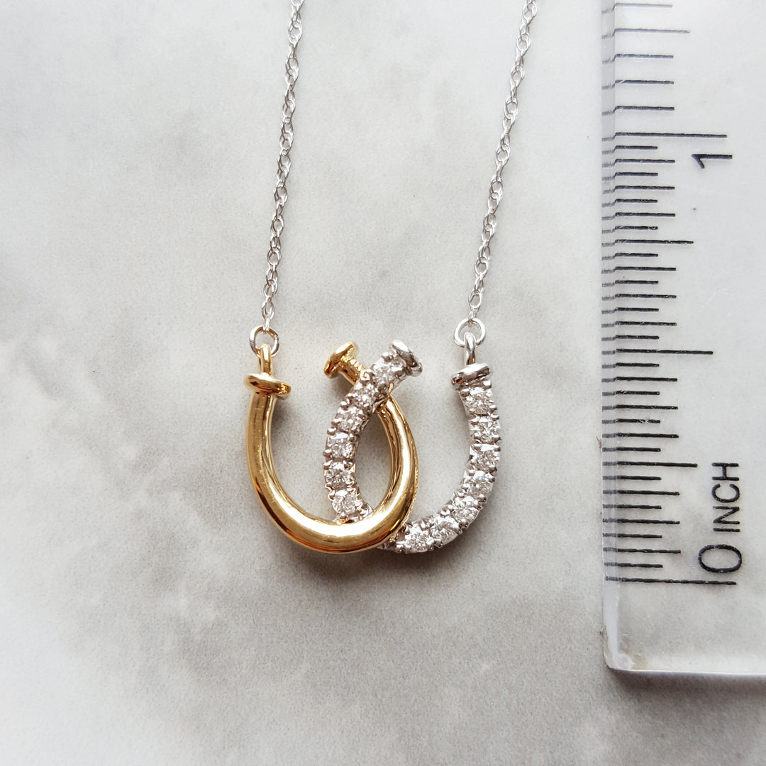 Double Diamond Horseshoe Pendant