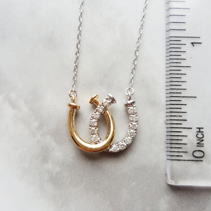Double Diamond Horseshoe Pendant