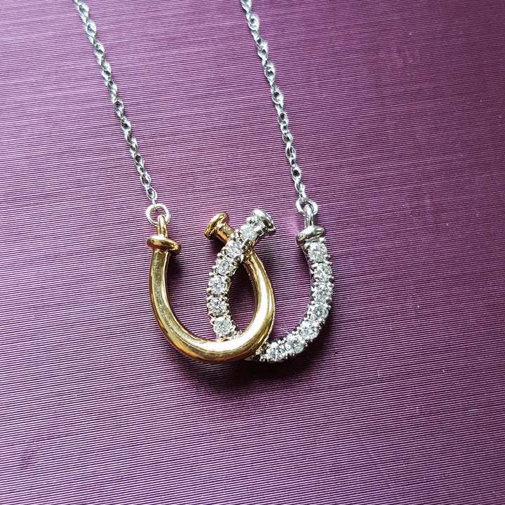 Double Diamond Horseshoe Pendant