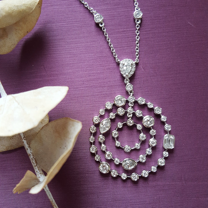 Geometric Diamond Spiral Pendant