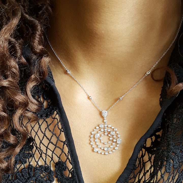 Geometric Diamond Spiral Pendant