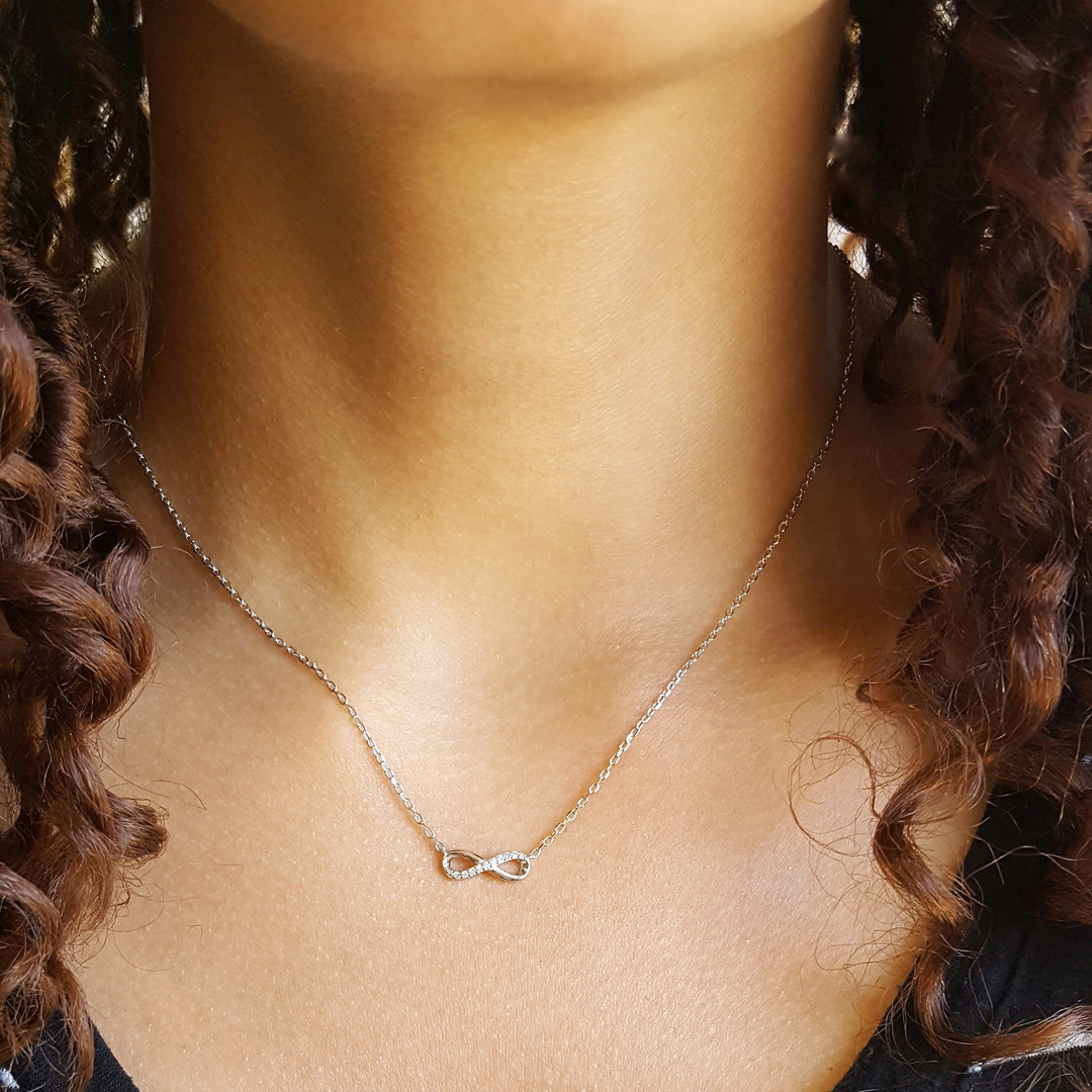 Silver and Diamond Infinity Loop Pendant