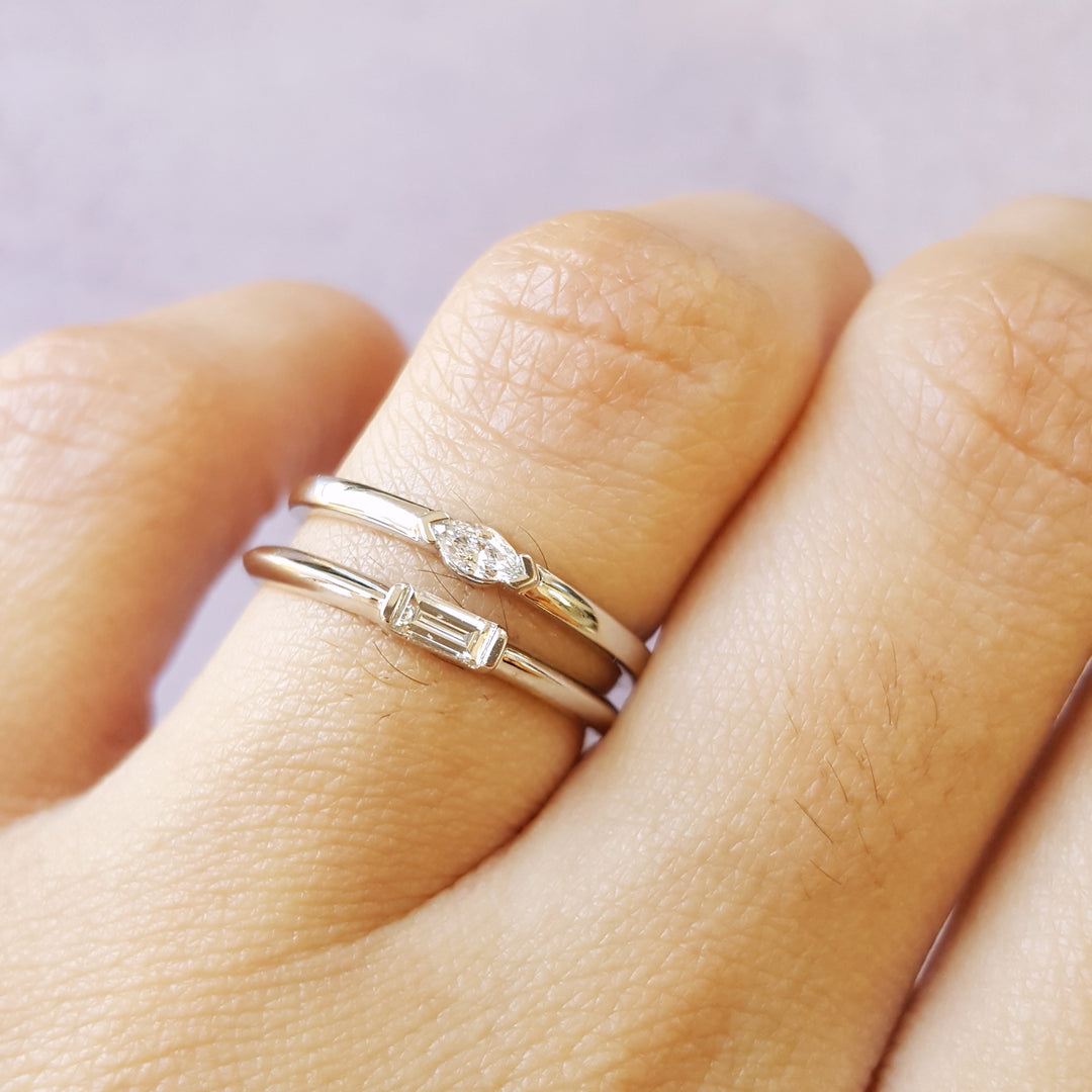 Simple Baguette Diamond Stacking Ring