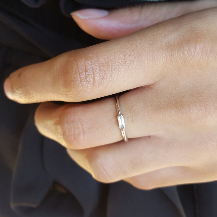 Simple Baguette Diamond Stacking Ring