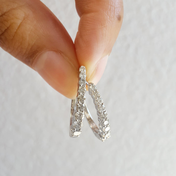 Elegant Graduated Diamond Hoops