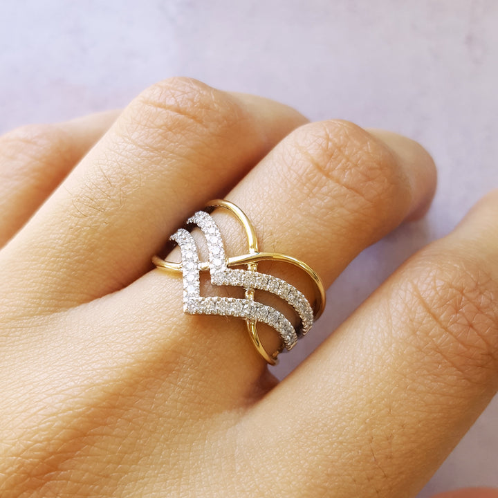 Diamond Geometric Arrow Ring