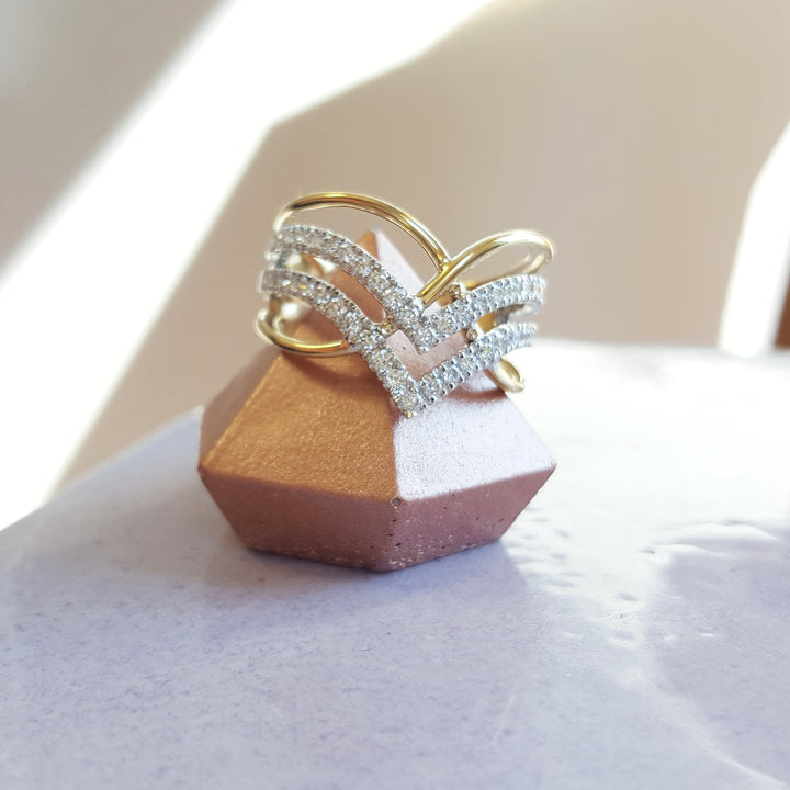 Diamond Geometric Arrow Ring