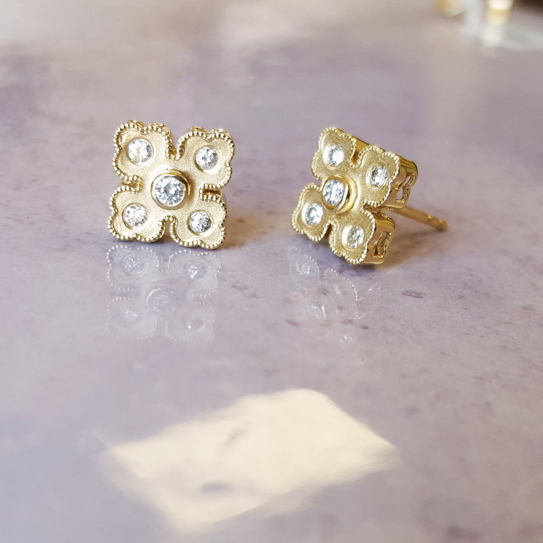Diamond Clover Studs