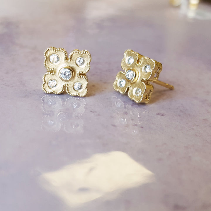 Diamond Clover Studs