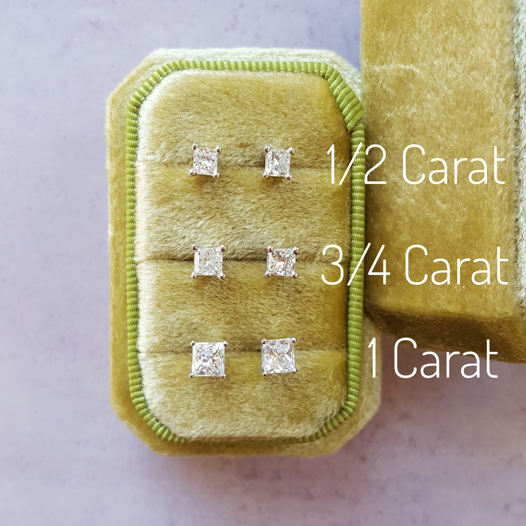 Essential 3/4 Carat Princess Diamond Studs