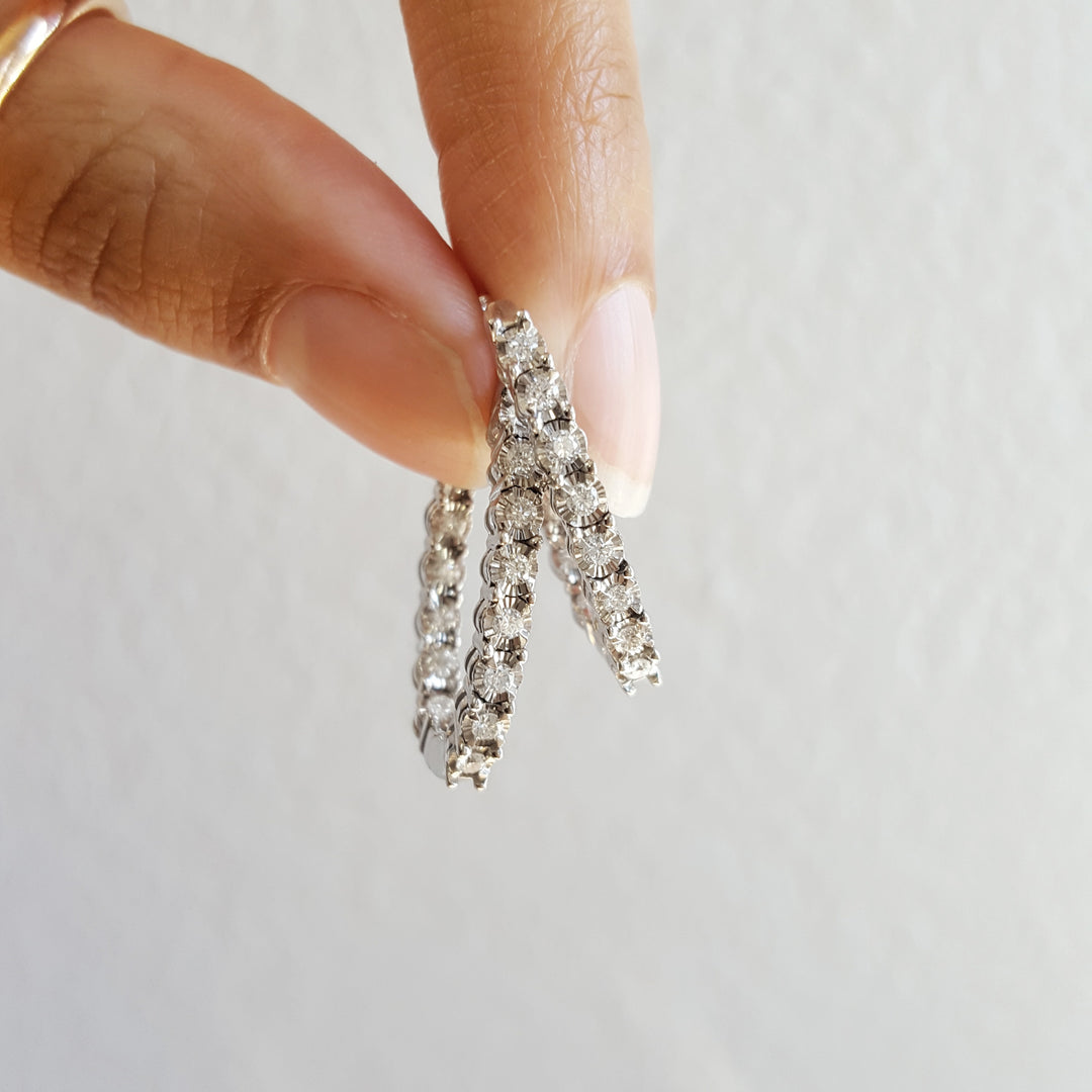 3/4 Carat True Reflection Inside-Outside Diamond Hoops