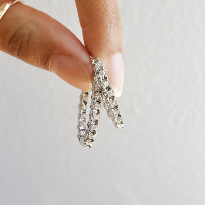 3/4 Carat True Reflection Inside-Outside Diamond Hoops