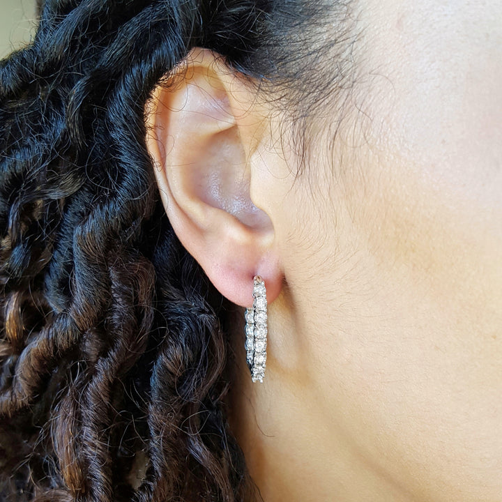 3/4 Carat True Reflection Inside-Outside Diamond Hoops