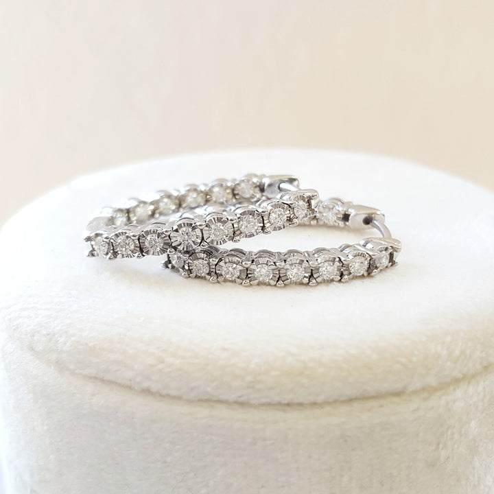 3/4 Carat True Reflection Inside-Outside Diamond Hoops
