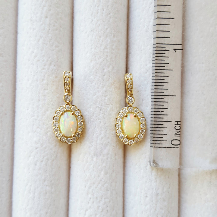 Elegant Opal and Diamond Dangle Earrings