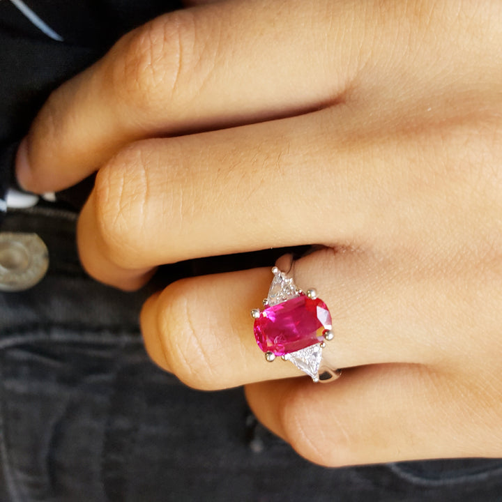 Elegant and Sleek Ruby Diamond Ring