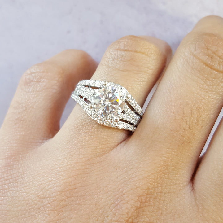 Multi-Row Layered Semi-Mount Engagement Ring
