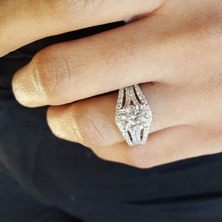 Multi-Row Layered Semi-Mount Engagement Ring