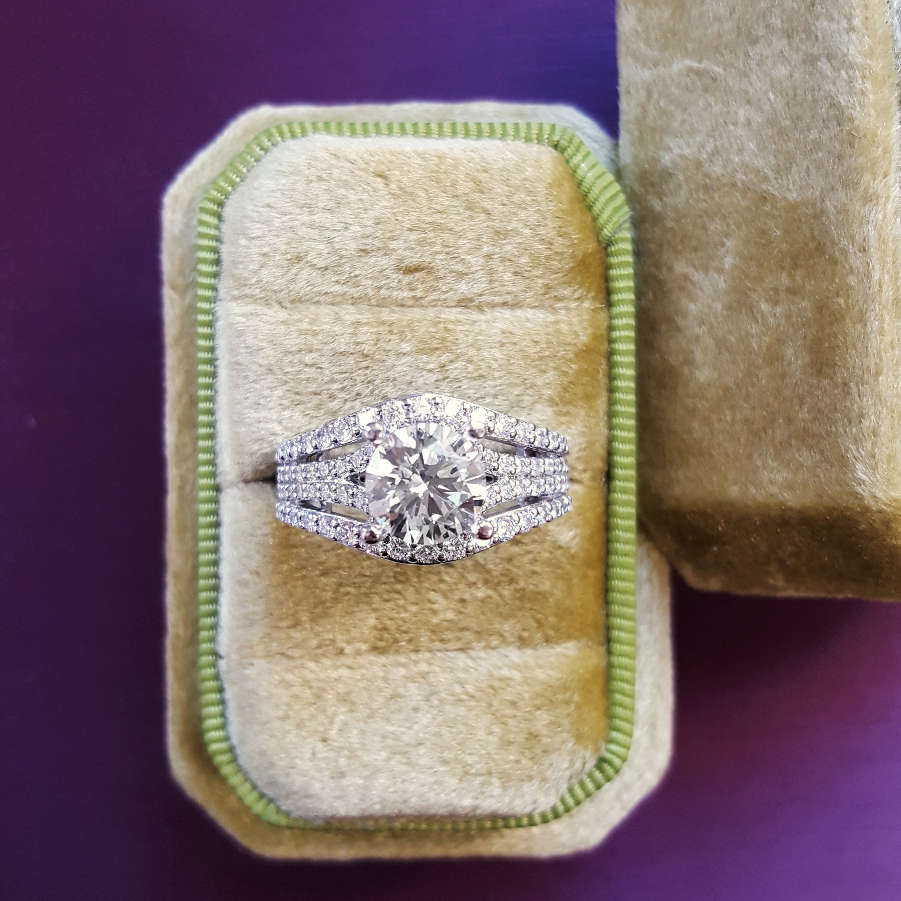 Multi-Row Layered Semi-Mount Engagement Ring