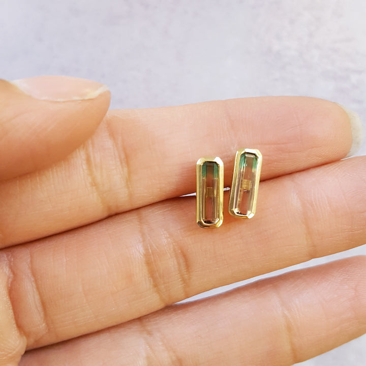 Sleek Watermelon Tourmaline Studs