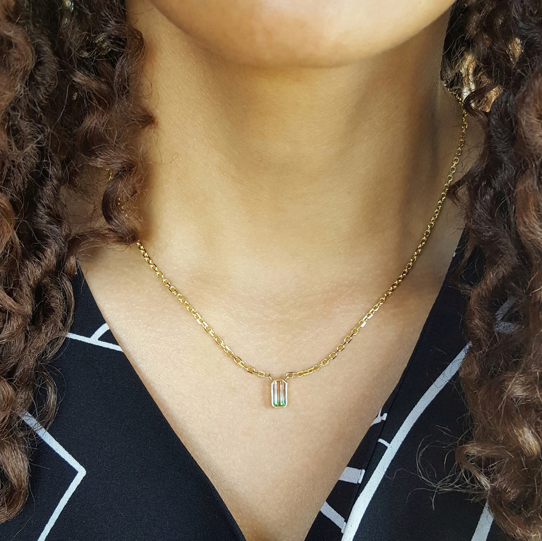 Sleek and Classy Watermelon Tourmaline Pendant