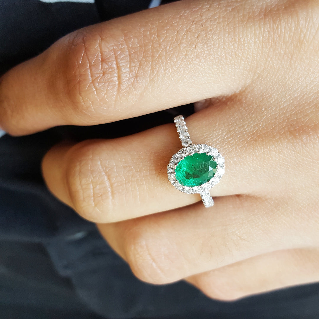 Elegant Emerald Halo Ring