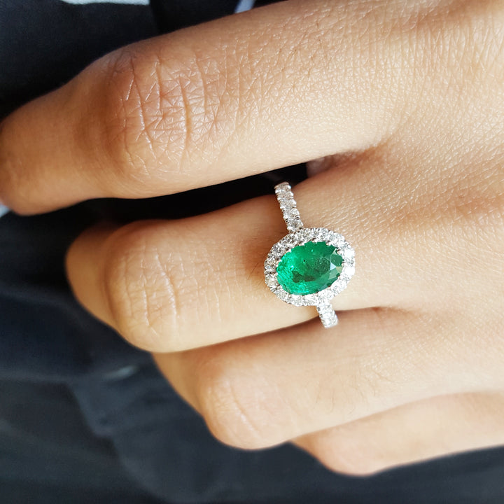 Elegant Emerald Halo Ring