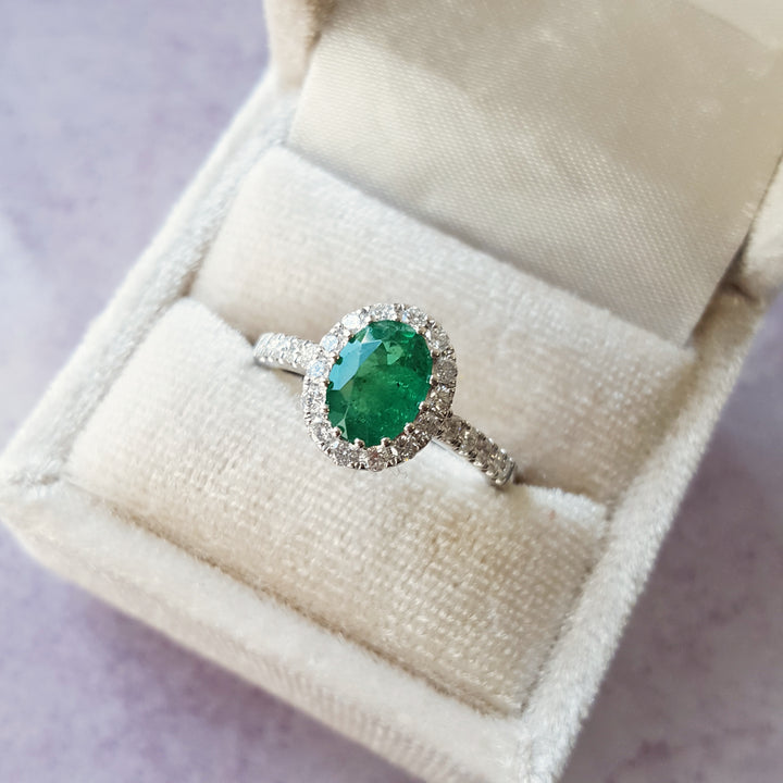 Elegant Emerald Halo Ring