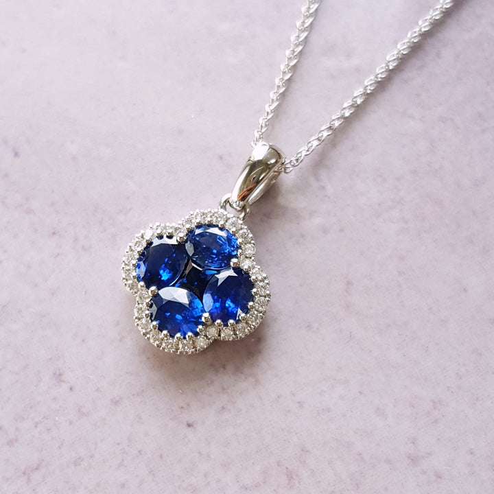 Sapphire Clover Pendant