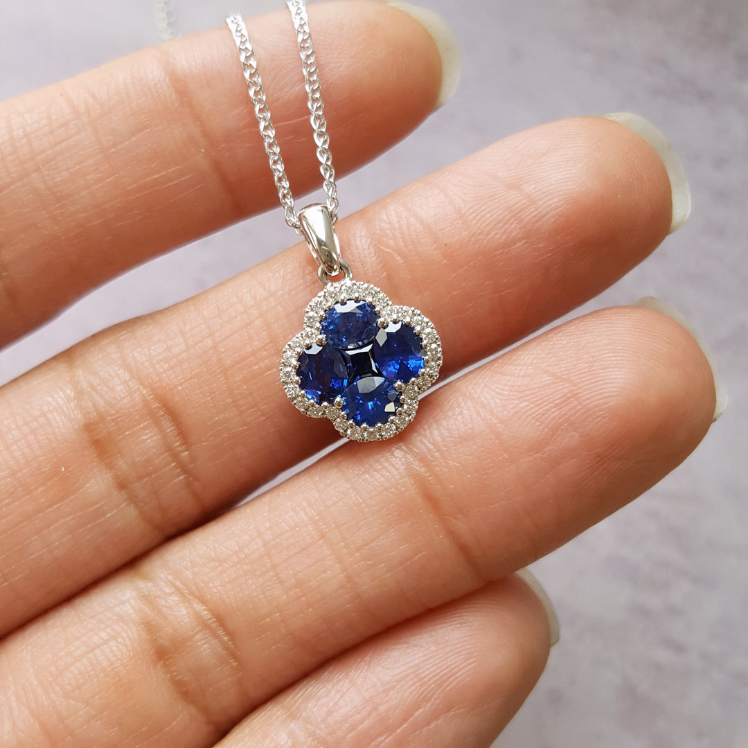 Sapphire Clover Pendant