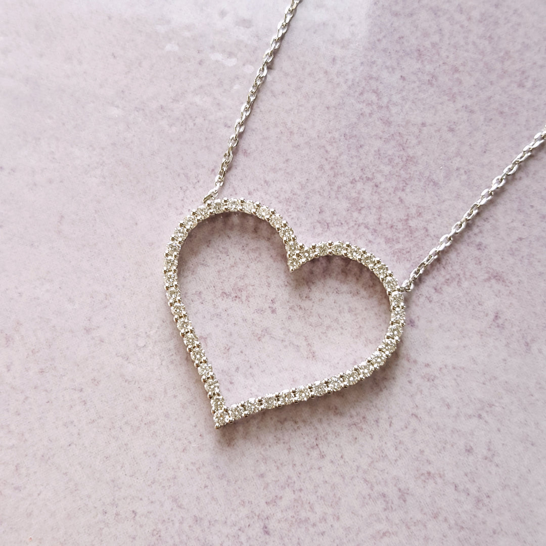 Open Diamond Heart Pendant