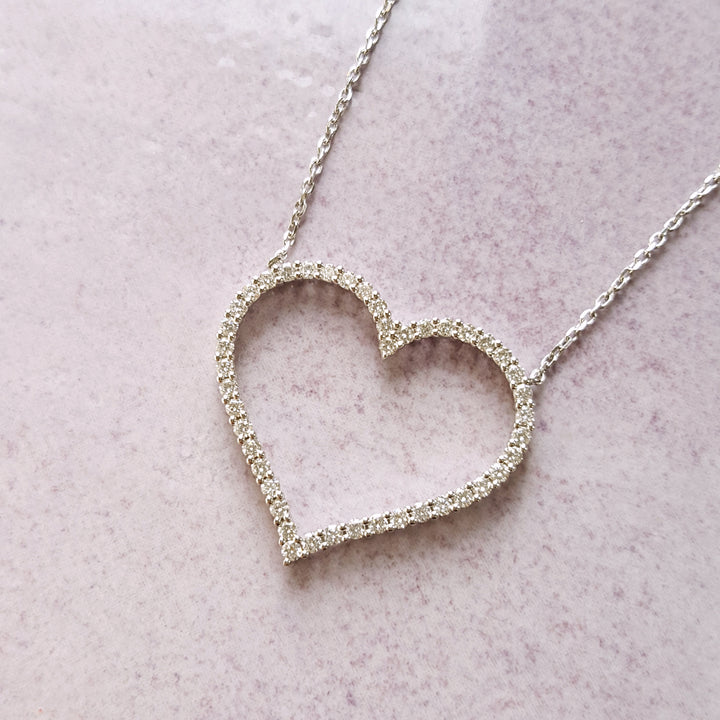 Open Diamond Heart Pendant