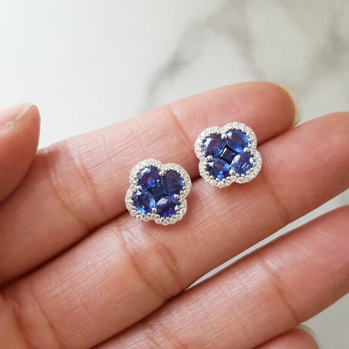 Lucky Sapphire Clover Studs