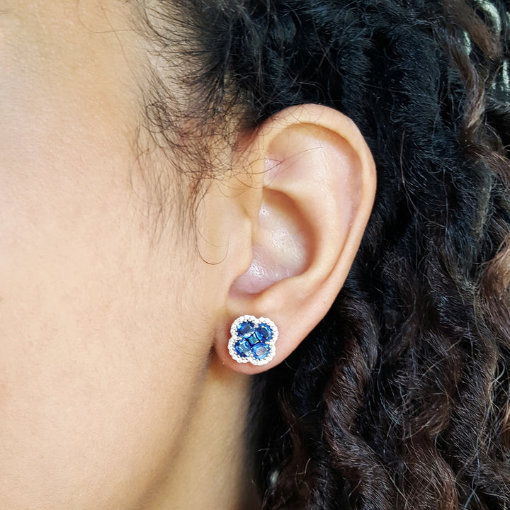 Lucky Sapphire Clover Studs