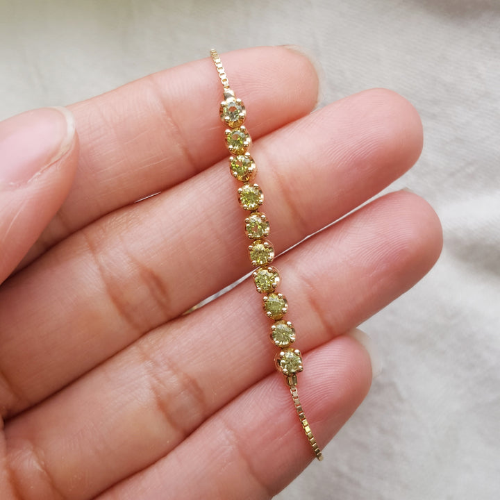 Arizona Peridot Gold Bolo Bracelet