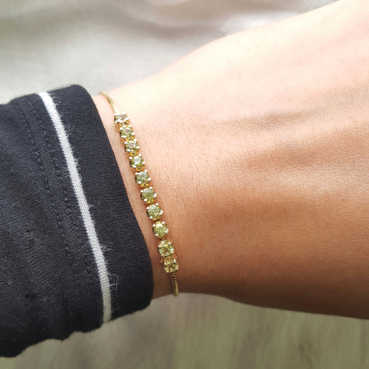 Arizona Peridot Gold Bolo Bracelet
