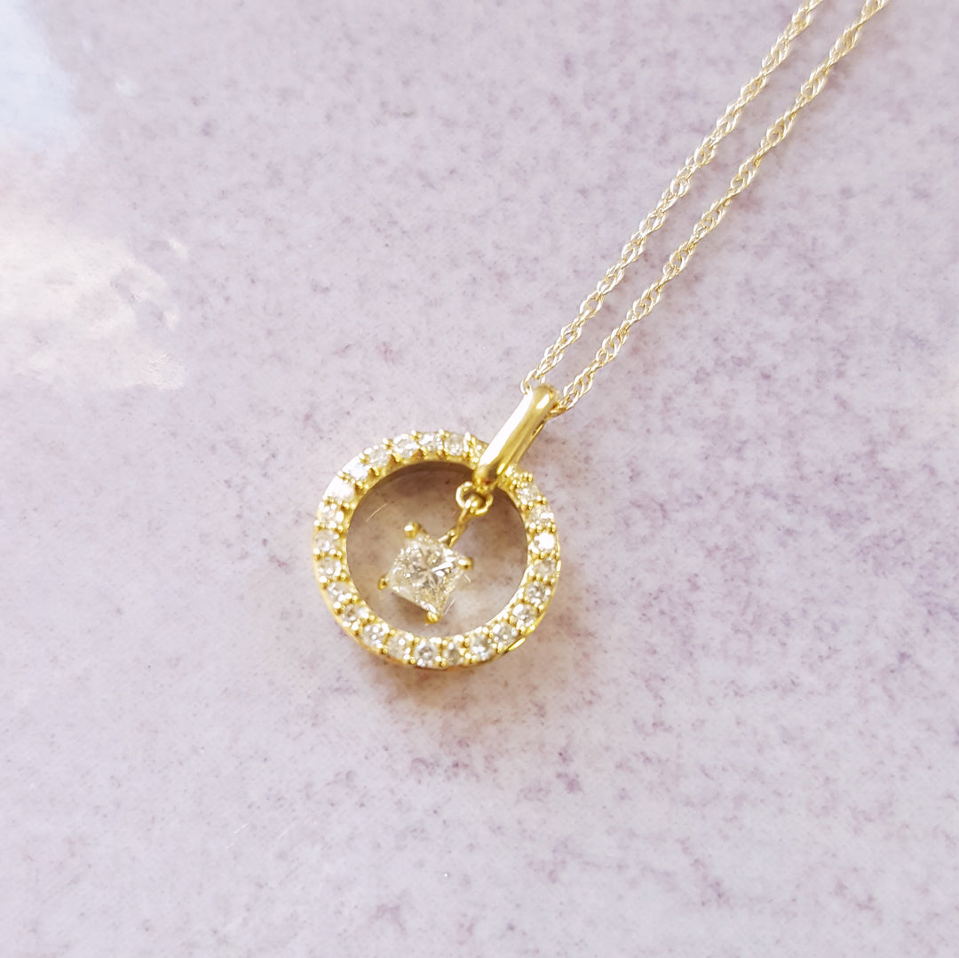 Haloed Dancing Diamond Pendant